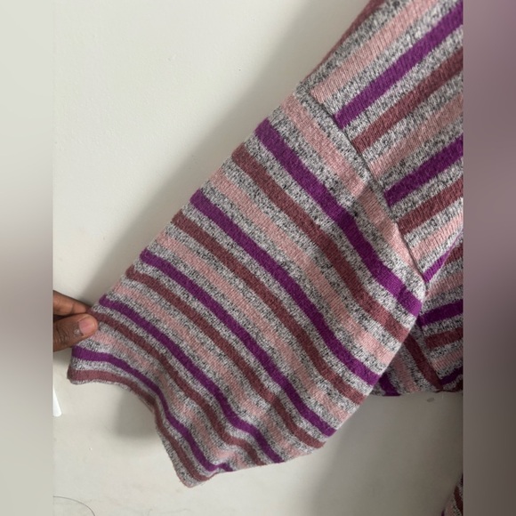 Torrid Sweater Top 4X Striped Soft Knit Purple 3/4 Lightweight Casual Pullover - Picture 4 of 7